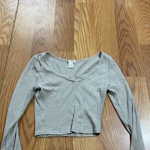 Bozzolo Light Gray Long Sleeve Women's Top